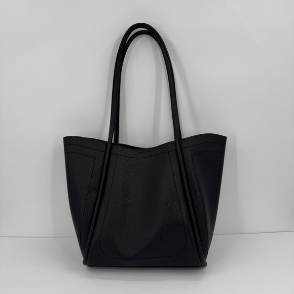 Bostanten Handbags - Bostanten Claire Lightweight Black Pebbled Tote Bag Shoulder Purse Minimalist